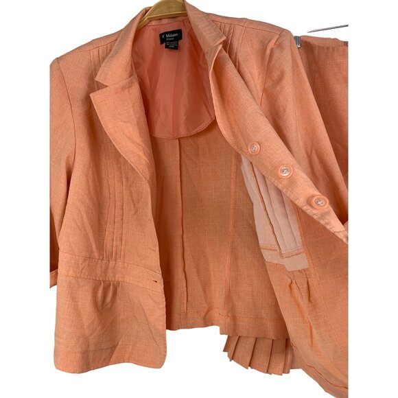 T. Milano 2-Piece Peplum & Pleat Skirt Suit 20W Summer Peach RAA10417 - Picture 7 of 11